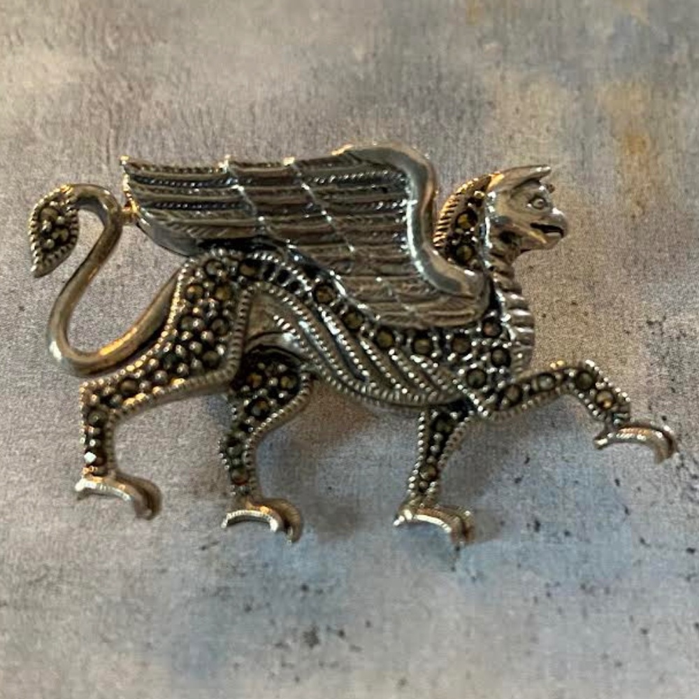 Sterling Silver and Marcasite Brooch - Picture 2 of 6